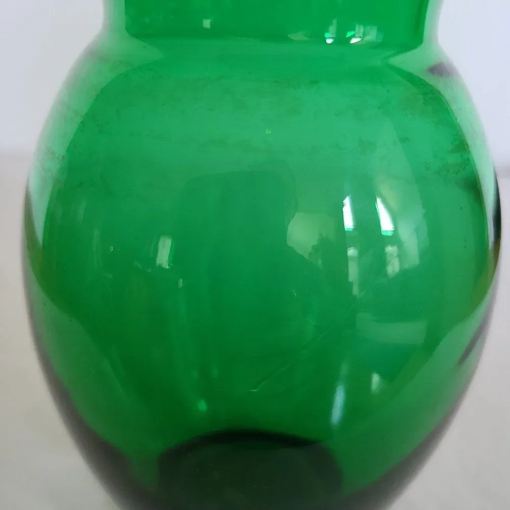 Vintage Anchor Hocking MCM Emerald Forest Green Coolidge Glass Anchor Glass Vase